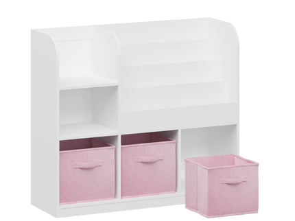 Bookcase And Bookshelf With 3 Collapsible Drawers, Multifunctional Display Stand