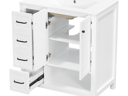 Bathroom Vanity With Sink Top, Bathroom Vanity Cabinet With 2 Doors And 2 Drawers, Open Shelf
