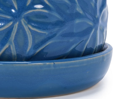 Ceramic Flowerpot, 7" Planter For Patio, Garden, Windowsill (Set of 2) - Antique Navy Blue