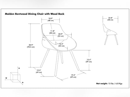 Malden - Bentwood Dining Chair With Wood Back