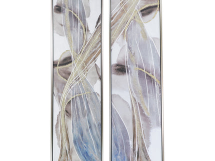 Elongated Modern Abstract Oil Paintings, Wall Art For Living Room Dining Room Bedroom Office Entryway (Set of 2) - Multicolor