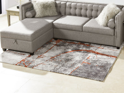 Quarry - 5' X 6.5' Abstract Area Rug - Gray / Orange