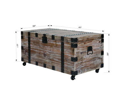Trunk Table And Side Table With Large Storage Dress Up Your Liviing Room (Set of 3) - Antique Gray
