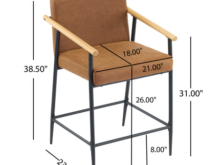 Mid Century Modern Counter Stool Set With Iron Frame