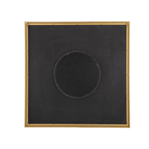 Square Carved Mirror With Pleated Design WithIron Frame, Neutral Colorway Wall Decor For Living Room Bathroom Entryway