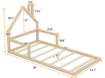 Floor Bed With House Shaped Headboard