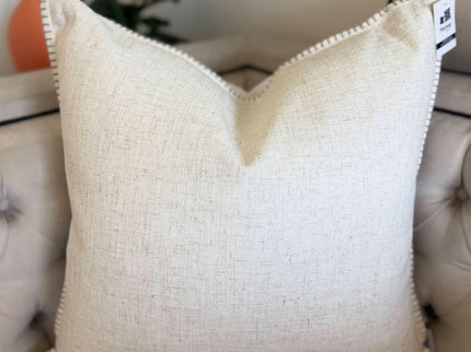Homey Cozy - Throw Pillow With Decorative Stitching - Ivory