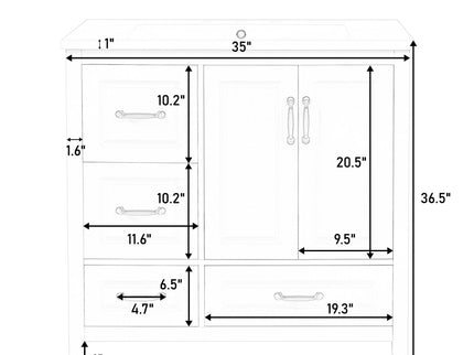Bathroom Vanity With Sink, Soft Closing Doors & Drawers, Metal Handles