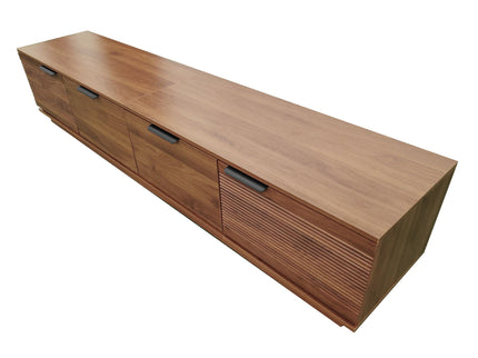 TV Stand, Entertainment Center & Fluted Door & Cable Management, Soft Closing Hinges - Walnut