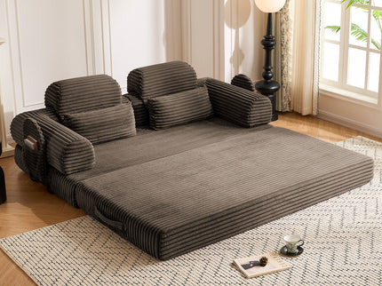 Convertible Sleeper Sofa With & Side Storage Pocket, Foldable Upholstered Couch For Living Room