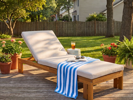 Outdoor Chaise Lounge With 5 Position Adjustable Backrest