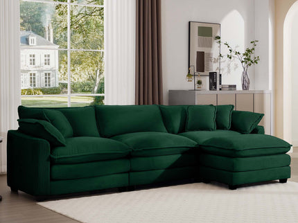 Modern Modular Cushion Sofa With Ottoman, Low Back, Deep Seating Sofa Set