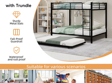 Bunk Bed For Kids, Convertible Frame With Ladders & Guardrail