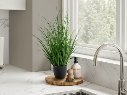 23" Tall, Artificial Plant, Grass, Indoor, Faux, Fake, Table, Greenery, Potted, Real Touch, Decorative - Green / Black