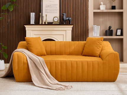 Oversized 2 Seater Loveseat With 2 Decor Throw Pillows, Deep Seat Sofa For Living Rooms