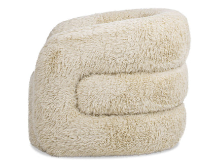 Colt - Fur Swivel Upholstered Barrel Accent Arm Chair - Cream Beige