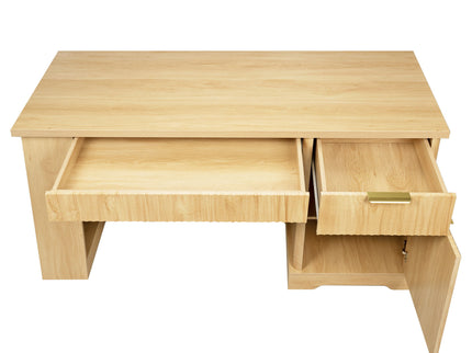 Modern Fluted Office Desk With Storage Cabinet
