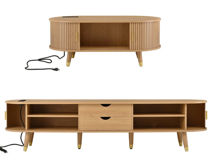 TV Stand & Coffee Table Set With Charging Station