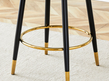Upholstered Rotatable Bar Chair With Metal Legs For Dining Room