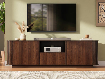 70" TV Stand With Ample Storage, Curved Corners - Dark Brown