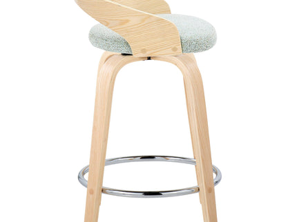 Grotto - Contemporary Fixed Height Counter Stool & Swivel, Round Footrest (Set of 2)