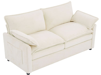 Modern Loveseat Sofa, Upholstered Couch With Side Storage Pockets
