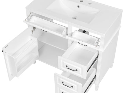 Modern Bathroom Vanity With Sink Top, Flip Drawer Design