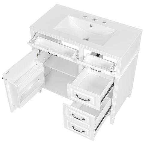 Modern Bathroom Vanity With Sink Top, Flip Drawer Design