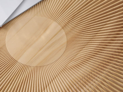 Modern Round Coffee Table With Wooden Carving Pattern