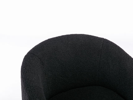 Teddy Fabric Swivel Accent Armchair Barrel Chair With Powder Coating Metal Ring
