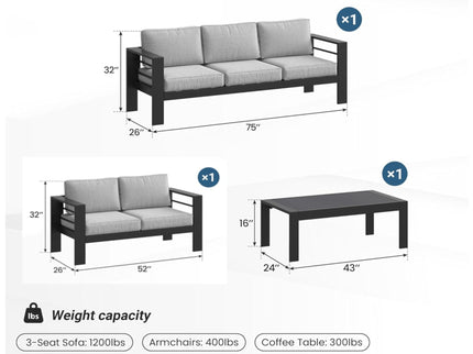 Outdoor Patio Set, All-Weather With Thick Cushions