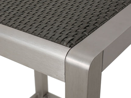 Outdoor 43" Aluminum Bar Table With Rattan Table Top - Gray / Silver