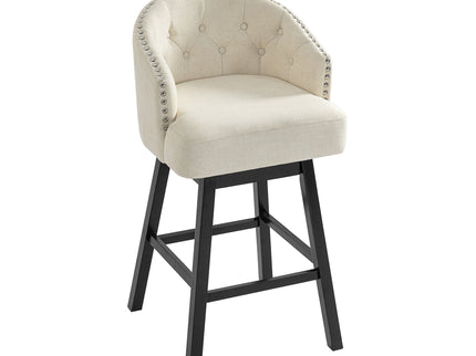 360 Degree Swivel Bar Stool & Stunning Nailhead Trim (Set of 2) - Beige