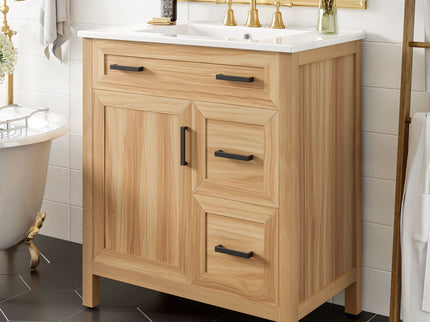 Bathroom Vanity With Sink, 2 Soft Close Drawers, 1 Soft Close Door, Adjustable Shelf