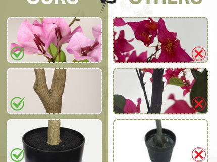 Artificial Bougainvillea Tree, Realistic Faux Plant In Pot, Indoor Decor For Home - Baby Pink / Green Leaf