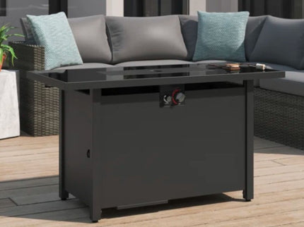 Outdoor Fire Pit Table With Lid - Dark Gray