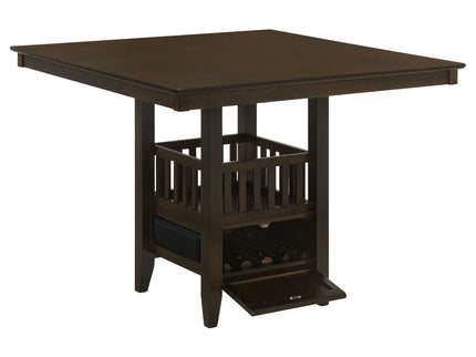 Finley - Square Counter Table With Storage Pedestal Dining Table - Espresso