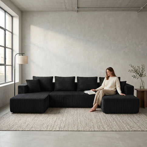 U-Shaped Modular Sectional Sofa With Double Chaise, Oversized Deep Seat For Living Room