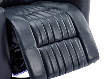 270° Power Swivel Recliner Home Theater Chair With Hidden Arm Storage, LED Light, Cup Holder, And Tray Table