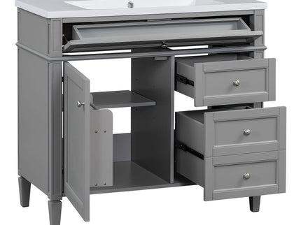 Bathroom Vanity & Top Sink, Modern Bathroom Storage Cabinet With 2 Drawers And A Tip-Out Drawer