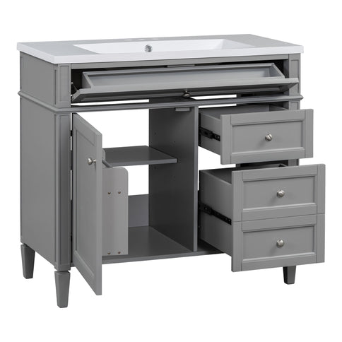 Bathroom Vanity & Top Sink, Modern Bathroom Storage Cabinet With 2 Drawers And A Tip-Out Drawer