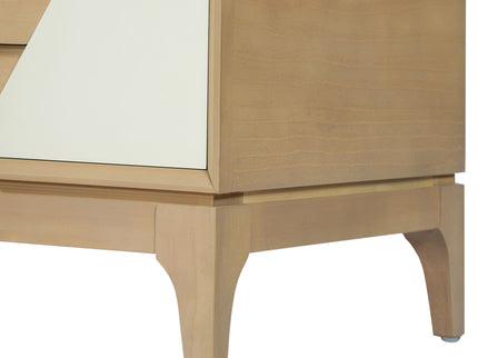 Japandi 2 Drawer Nightstand With Geometric Design