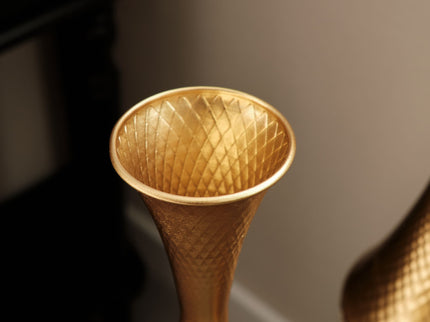 Floor Metal Vase Modern Style Decoration Home Woven Pattern Metal Vase 3 Piece Set Gorgeous Home Decoration Large Glazed Metal Vase - Champagne