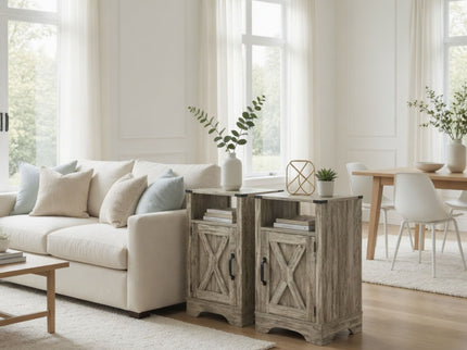 Farmhouse Nightstand, Charging Station & Storage