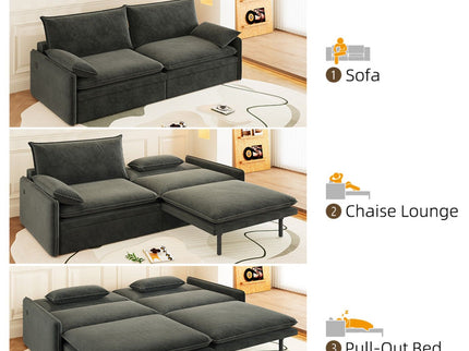 4 Seat Convertible Sleeper Sofa Bed, Modern With Storage
