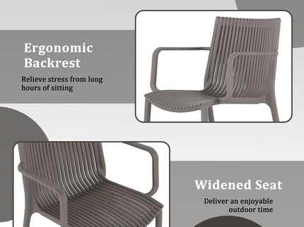 4 Modern Stackable Plastic Armchair Matched With Round Table