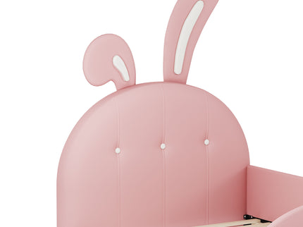 Upholstered Rabbit-Shape Princess Bed With Headboard And Footboard
