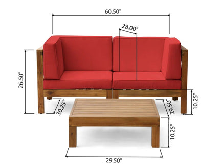 Oana - 3 Piece Love Seat Set With Coffee Table