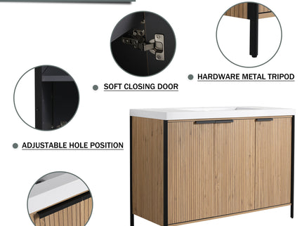 Modern Freestanding Bathroom Vanity With Resin Sink & Soft Close Cabinet Doors