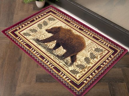 Nature's Nest - 5'3" X 7'3" Lodge Area Rug - Multi, Red